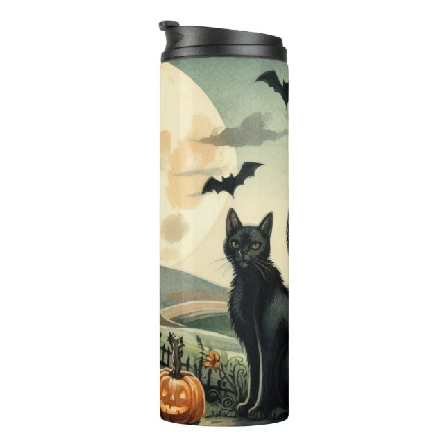 Bouteilles Isothermes Halloween/Automne/Automne/citrouille/chat (Tourné sur la droite)