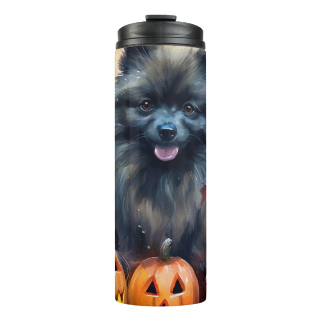 Bouteilles Isothermes Halloween Keeshonté avec la peur Citrouille (Devant)