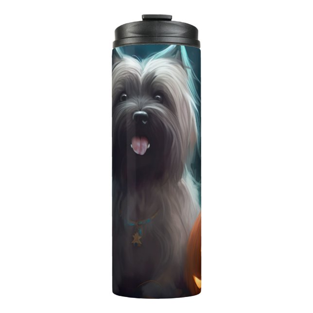 Bouteilles Isothermes Halloween Skye Terrier Avec La Peur Citrouille (Devant)