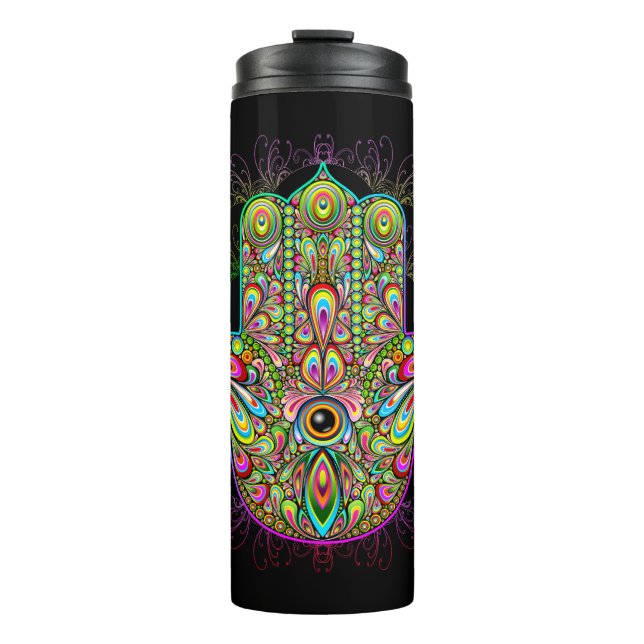 Bouteilles Isothermes Hamsa Fatma Main Psychedelic Art (Devant)