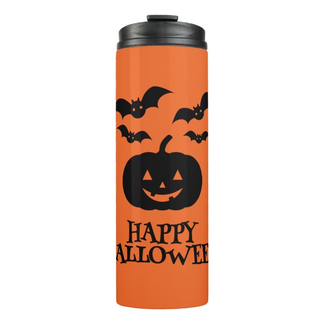Bouteilles Isothermes Happy Halloween Citrouille Bat Minimal (Devant)