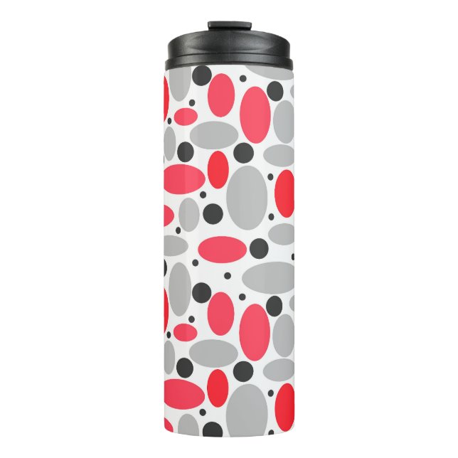 Bouteilles Isothermes haricots et pois rétro rouge gris blanc motif (Devant)