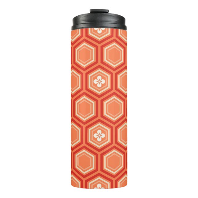 Bouteilles Isothermes Hexagonal Kimono Print, Mandarin Orange (Devant)