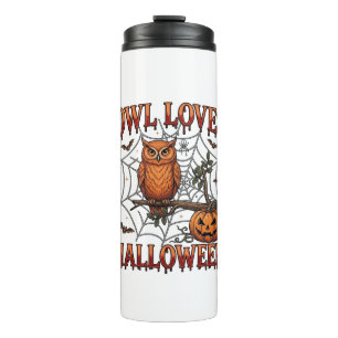 Bouteilles Isothermes Hibou aime Halloween Orange Toile d'Araignée Citro