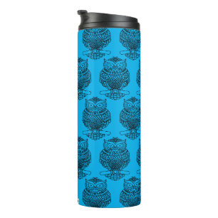 Bouteilles Isothermes Hibou (bleu néon) - Tumbler thermique