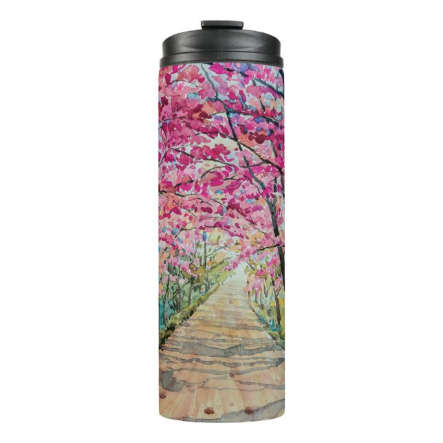 Bouteilles Isothermes Himalaya Cherry Roadside Aquarelle Paysage (Devant)