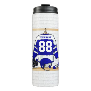 Bouteilles Isothermes Hockey sur glace bleu et blanc personnalisé Jersey