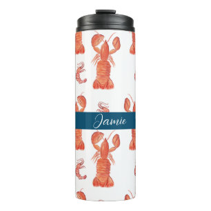 Bouteilles Isothermes Homard Écrevisse Crustacé Aquarelle Monogrammé