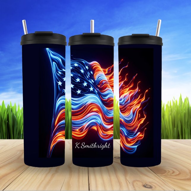 Bouteilles Isothermes Hommage au drapeau américain Neon (Créateur téléchargé)