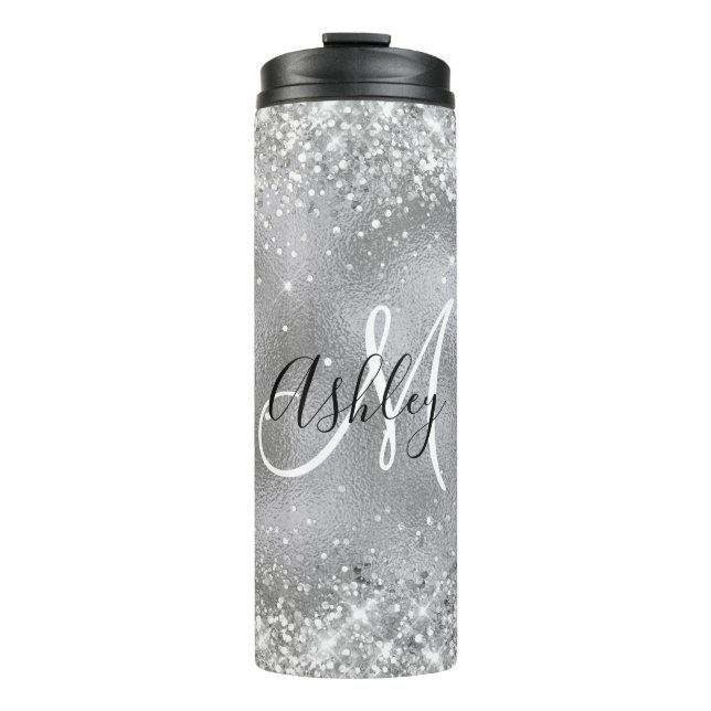 Bouteilles Isothermes Huile d'argent Faux avec Monogramme de Parties sci (Devant)