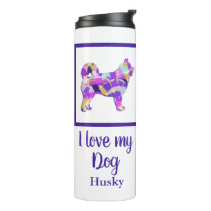 Bouteilles Isothermes Husky Sibérien mignon Chien Silhouette Purple PY&B