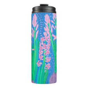 Bouteilles Isothermes Hyacinthes roses Fleurs de printemps peinture d'ar