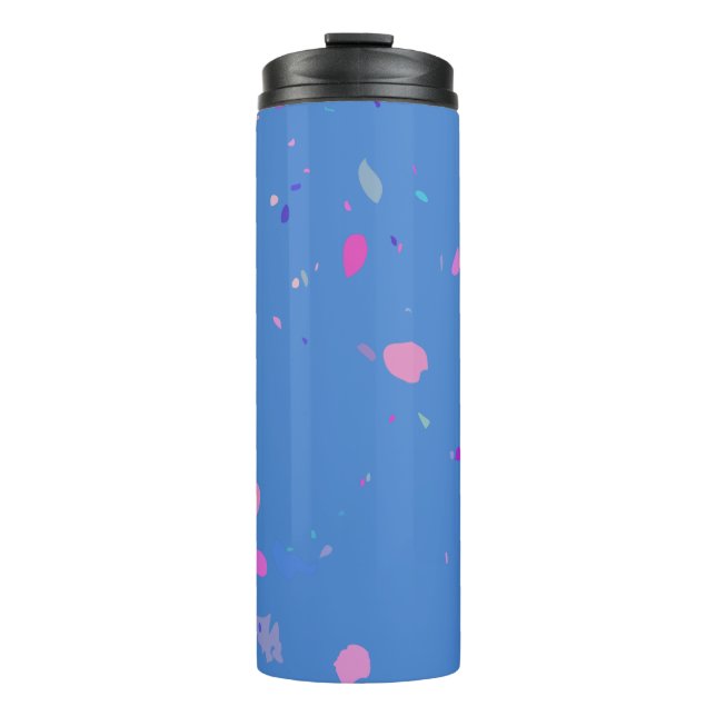 Bouteilles Isothermes Illustration Abstraite de Terrazzo Galaxy en bleu (Devant)