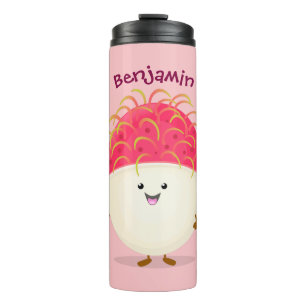 Bouteilles Isothermes Illustration de cartoon de rambutan rose mignon