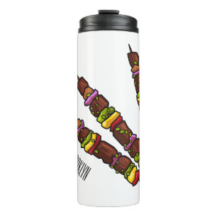 Bouteilles Isothermes Illustration de dessin animé Kebab ou kabob