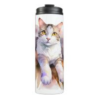 Illustration de l'aquarelle de chat blanc doux