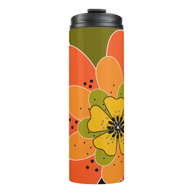 Bouteilles Isothermes Illustration des fleurs d'automne (Devant)