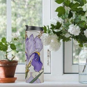 Bouteilles Isothermes Illustration d'iris vintage    