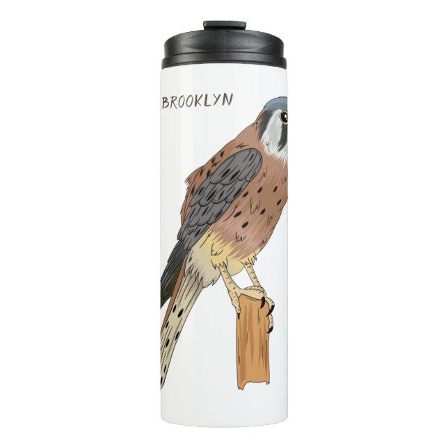 Bouteilles Isothermes Illustration d'oiseau américain Kestrel (Devant)