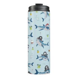 Bouteilles Isothermes Illustration du Doodle de requin pirate