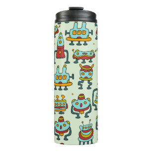 Bouteilles Isothermes Illustration du Motif Vintage des Aliens robots