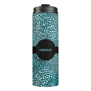 Bouteilles Isothermes Imprimé animal noir bleu moderne monogramme