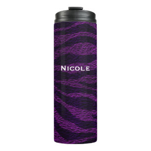 Bouteilles Isothermes Imprimé Zèbre Noir et Violet Glamour Chic