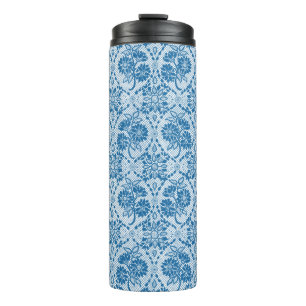 Bouteilles Isothermes Indigo Blue Floral Faux Lace Motif