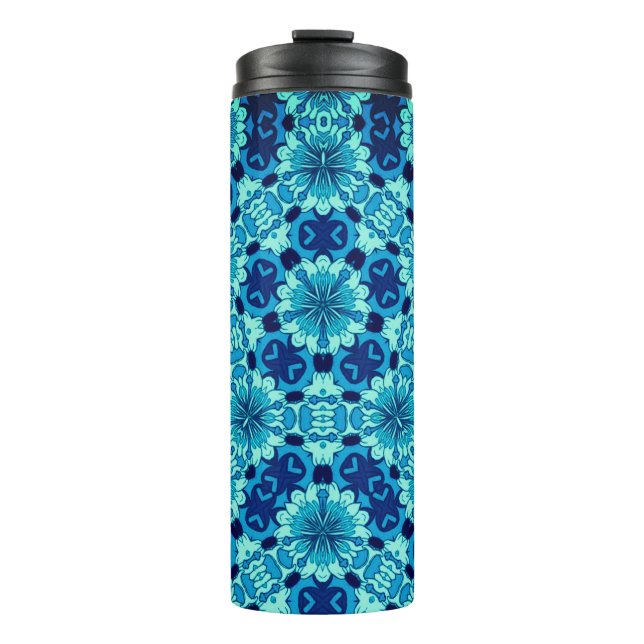 Bouteilles Isothermes Indigo Motif Floral chinois carrelage (Devant)