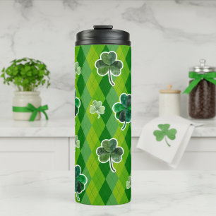 Bouteilles Isothermes Irish Green Plaid with Shamrock St Patrick's Day
