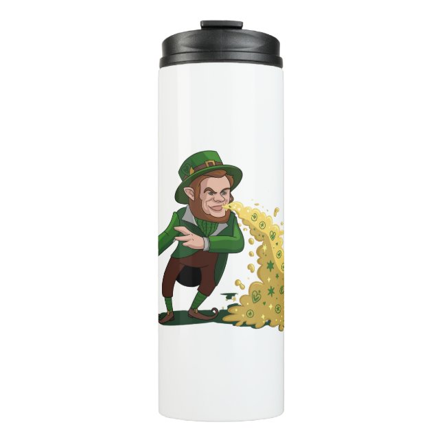 Bouteilles Isothermes Irlandais Leprechaun Jetant Des Cookies Chanceux D (Devant)