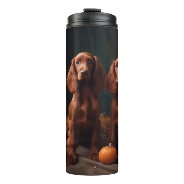 Bouteilles Isothermes Irlandais Red Setter Chiot Automne Citrouille de p (Devant)