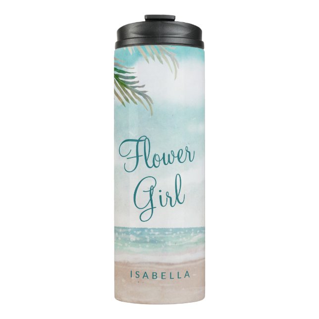 Bouteilles Isothermes Island Breeze Plage Peint Scène Fleur Girl (Devant)