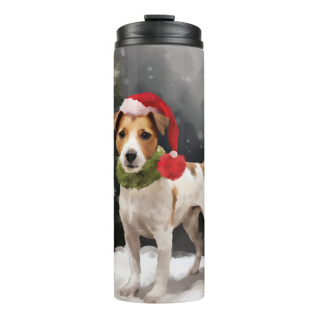 Bouteilles Isothermes Jack Russell Chien à Noël de neige (Devant)