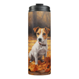 Bouteilles Isothermes Jack Russell dans les feuilles d'automne tombent i