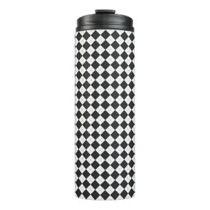 Bouteilles Isothermes Jacquard plaid. Motif écossais en blanc et noir 