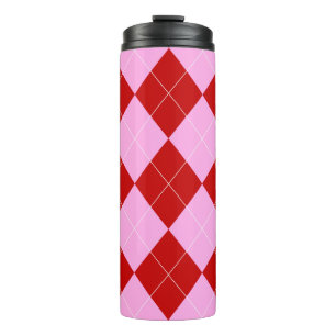 Bouteilles Isothermes Jacquard preppy Tartan Diamond Plaid Rouge rose