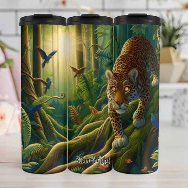 Bouteilles Isothermes Jaguar au soleil de la jungle luxuriante (Créateur téléchargé)