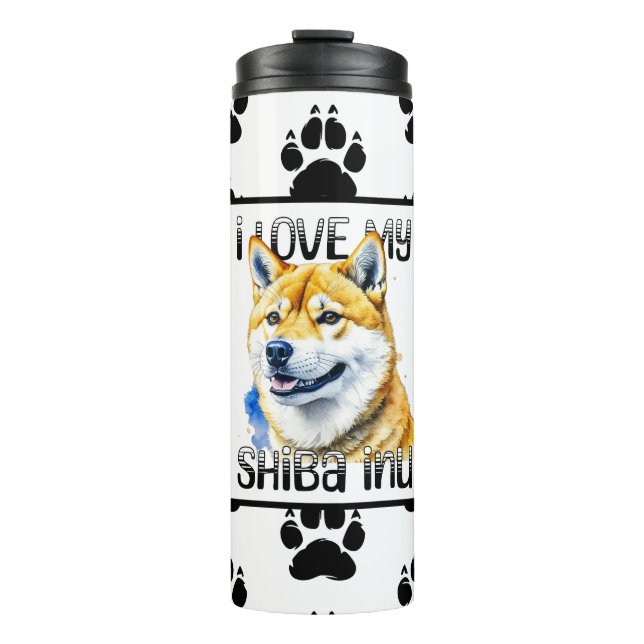 Bouteilles Isothermes J'Aime Mon Shiba Inu | Propriétaire de chien (Devant)