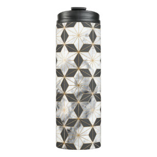 Bouteilles Isothermes Japonais Asanoha : Motif en marbre d'or.