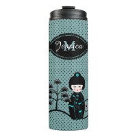 Japonais Poupée Polka Dot Blue Personnalisé