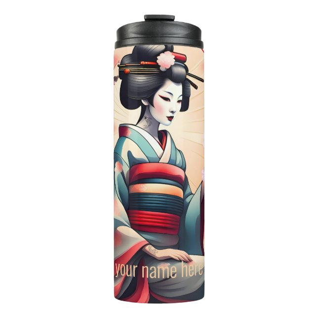 BOUTEILLES ISOTHERMES JAPONAISE BEAUTÉ GEISHA FEMME CHERRY BLOSSOMS (Devant)