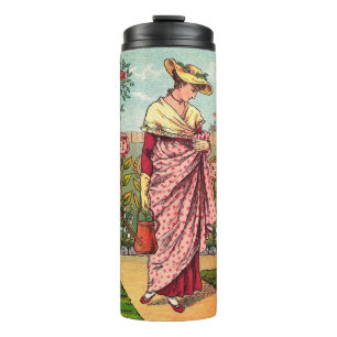 Bouteilles Isothermes Jardin Cultivation Flower Woman Art Antique