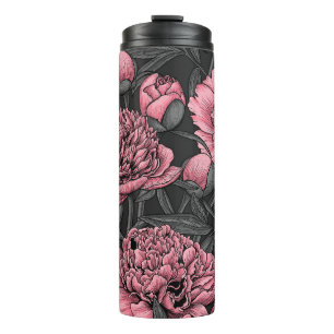 Bouteilles Isothermes Jardin de pivoine nocturne rose et gris