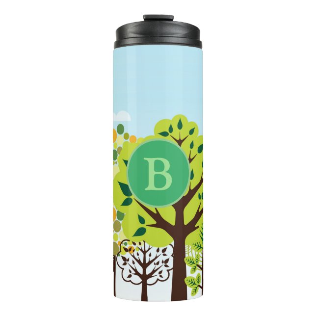 Bouteilles Isothermes Jardin forestier moderne Art Monogramme Nature ver (Devant)
