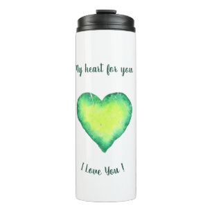 Bouteilles Isothermes Je t'aime mignon Coeur Vert et Bleu Anniversaire