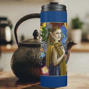 Bouteilles Isothermes Jeune fille elfe dragon Enchanté Jardin de fleurs 