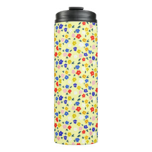 Bouteilles Isothermes Joli délicat mignon floral sur fond jaune pastel