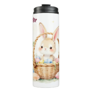 Bouteilles Isothermes Joli lapin de Pâques dans un panier avec des œufs