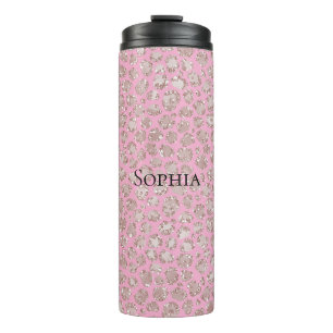 Bouteilles Isothermes Joli Léopard Pailleté Rose Paillettes Brillantes